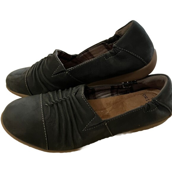 Earth Origins Shoes Nubuck Flex Flat Slip On Stretch Comfort Cushion Blue Fara 8 - Picture 3 of 5